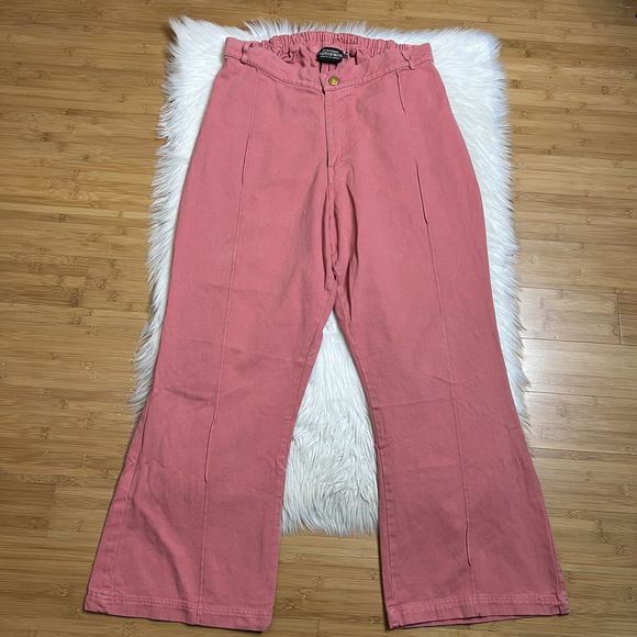 Big Bud Press Pants - Big Bud Press Western Pants Womens 1XL Pink Pin Tuck Flare Leg High Rise